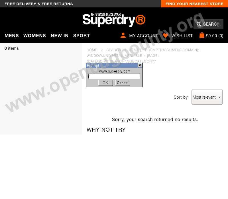 superdry.com Cross Site Scripting vulnerability OBB-597850 | Open Bug Bounty